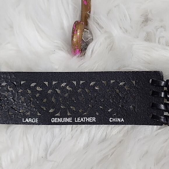 Vtg Leather Corset Style Black Tie Belt Size L Whimsigoth main image 9